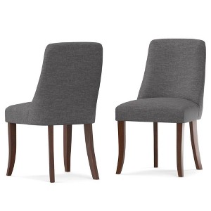 WyndenHall Set of 2 Haley Dining Chairs Slate Gray: Upholstered High Back, Wood Legs - 1 of 4