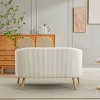 CAVINAS 50.78" Modern Loveseat Sofa, Corduroy Fabric Upholstered Sofa Couch, 2-Seat Sofa with Wooden Nature Legs, Ivory - 3 of 4