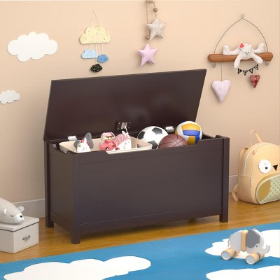 KTMBDW Wooden Toy Box Storage with Safety Hinged Lid for Girls and Boys