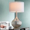 Possini Euro Design Modern Table Lamp 30 1/2" Tall with USB Dimmer Mercury Glass Double Drum Shade for Bedroom Living Room House Bedside Nightstand - 2 of 4
