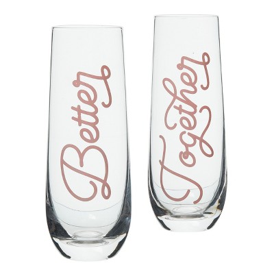 Totalee Gift Better/Together Champagne Glass Set of 2 Glass Clear 18 oz