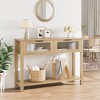 Farmhouse Console Table with 2 Glass Drawers & Shelf - 2 of 4
