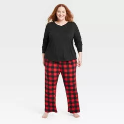 Women's Plus Size Henley Top and Pants Pajama Set - Stars Above™ Dark Red 4X