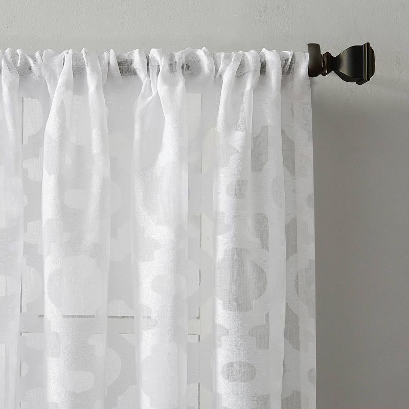 Yvette Trellis Jacquard Sheer Rod Pocket Curtain Panel - No. 918, 3 of 10