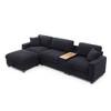 GDFStudio Rei Modern 120.3" 5-Seater L-Shaped Linen Upholstery Sectional Sofa with 360° Swivel Tray and Storage Ottoman - 4 of 4