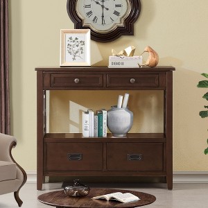 Whisen Farmhouse Style Console Table with 4 Drawers and Storage Shelf - 1 of 4