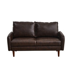 Modern Sofa Leather Couch with Wooden Legs for Living Room Office - 1 of 4