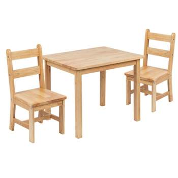 Flash Furniture Kids Solid Hardwood Table and Chair Set for Playroom, Bedroom, Kitchen - 3 Piece Set