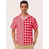 Lars Amadeus Men's Contrast Color Short Sleeves Striped Plaid Printed Shirt - 3 of 4