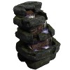 Sunnydaze 24"H Electric Polyresin and Fiberglass Tiered Stone Waterfall Outdoor Water Fountain with LED Lights - image 3 of 4