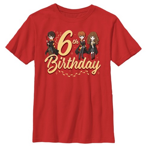 Boy s Harry Potter 6th Birthday Friends T Shirt Red Large