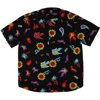 Neff Men's Fireballs And Daisies Allover Print Button-Down Collared Shirt Adult