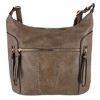 Alyssa Women's Synthetic Leather Adjustable Crossbody with Zipper Detail, Espresso Brown - 3 of 4