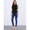 INSPIRE CHIC Women's Bow Tie V Neck Stand Collar Short Mesh Sleeve Blouse - 2 of 4