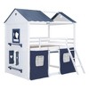 TIRAMISUBEST Twin Over Twin/Full Over Full House Bunk Bed with Elegant Windows, Sills and Tent, Solid Wood Bunk Bedframe Playhouse Bed w/ Roof Design - 4 of 4