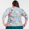 Calypsa Women's Plus Size 3/4 Sleeve Rash Guard UPF 50+ Margaux Swim Top - 2 of 4