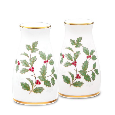 Noritake Holly and Berry Gold Salt & Pepper Shakers