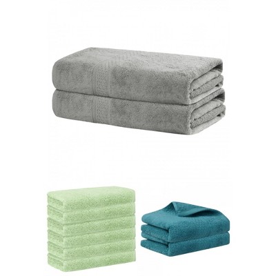 REGALWOVEN Absorbent Solid Bath Hand Face Cloths Cotton Towels 3 Piece Sets