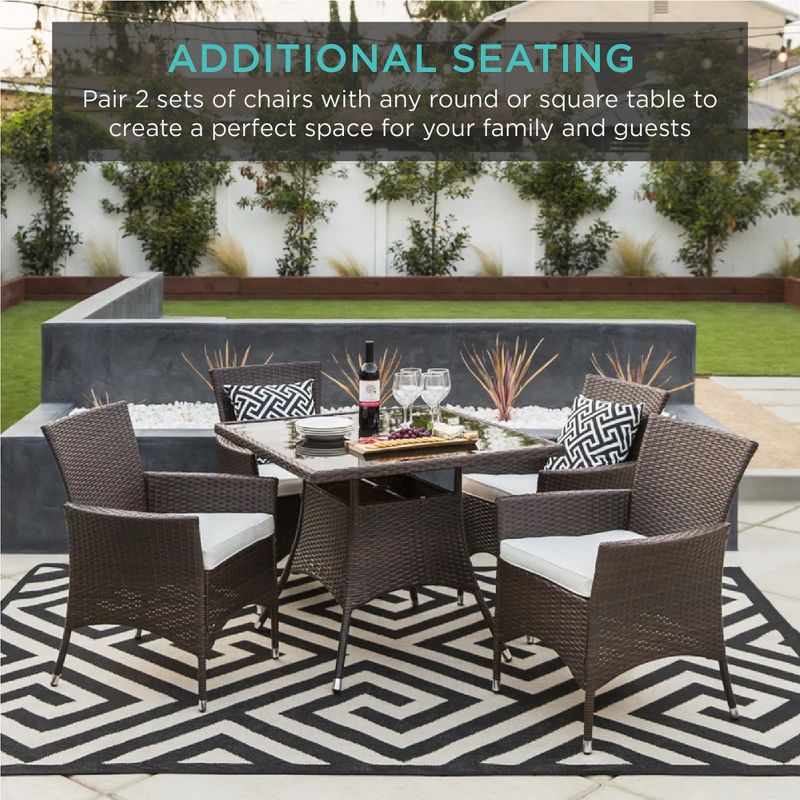 Best Choice Products Set of 2 Modern Contemporary Wicker Patio Furniture Dining Chairs w/ Water-Resistant Cushions, 4 of 7