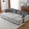 Whisen 113.4" Sectional Sofa, Pull-out Sofa Bed, Versatile Couch with Large Storage Space, Two Cup Holders - 2 of 4