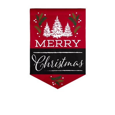 Evergreen Merry Christmas Garden Burlap Flag