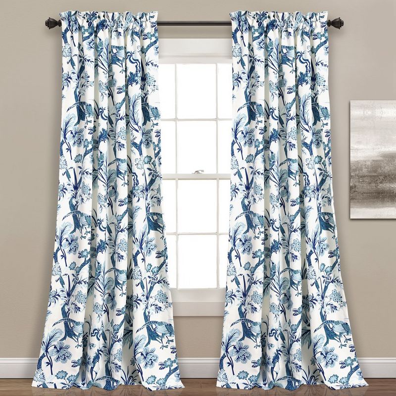 Home Boutique Dolores Light Filtering Window Curtain Panels Blue 52x95+2 Set, 1 of 2
