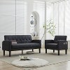 TYBOATLE 2-Piece Sofa Couch, Modern Linen Upholstered Sofa, 1 Loveseat & 1 Accent Chair Sofa with Deep Seats for Living Room,Black - 2 of 4