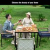 5-Piece Outdoor Patio Rattan Dining Set with Stackable Chairs, 35" Acacia Wood Table Top with Umbrella Hole - 2 of 4
