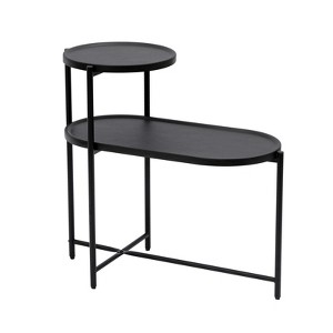 DSVIMOY 2-Tier Small Coffee Tables, Modern Sofa Side Table with Storage Shelf, Living Room End Tables, Walnut Brown, 27.55"*13.66"*27.75" - 1 of 4