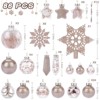 Aoibox 86pcs Christmas Tree Ornaments Set Shatterproof Clear Plastic Baubles with Glitter Sequins Tinsel for Holiday Wedding Party Decor - 2 of 4