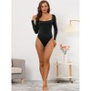 Allegra K Women's Long Sleeve Slim Fit Stretchy Square Neck Leotard Jumpsuit 3 Packs - image 4 of 4