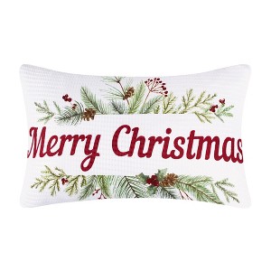 Pine & Plaid Printed Merry Christmas Pillow 12x20 - Levtex Home - 1 of 3