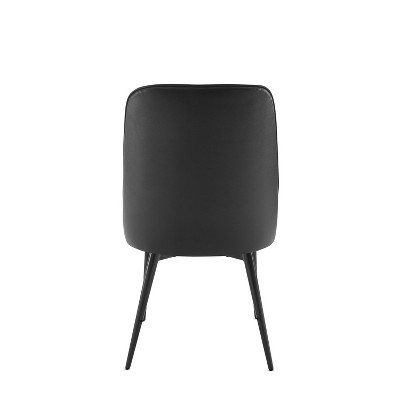 Black Faux Leather Upholstered Side Chair with Metal Legs