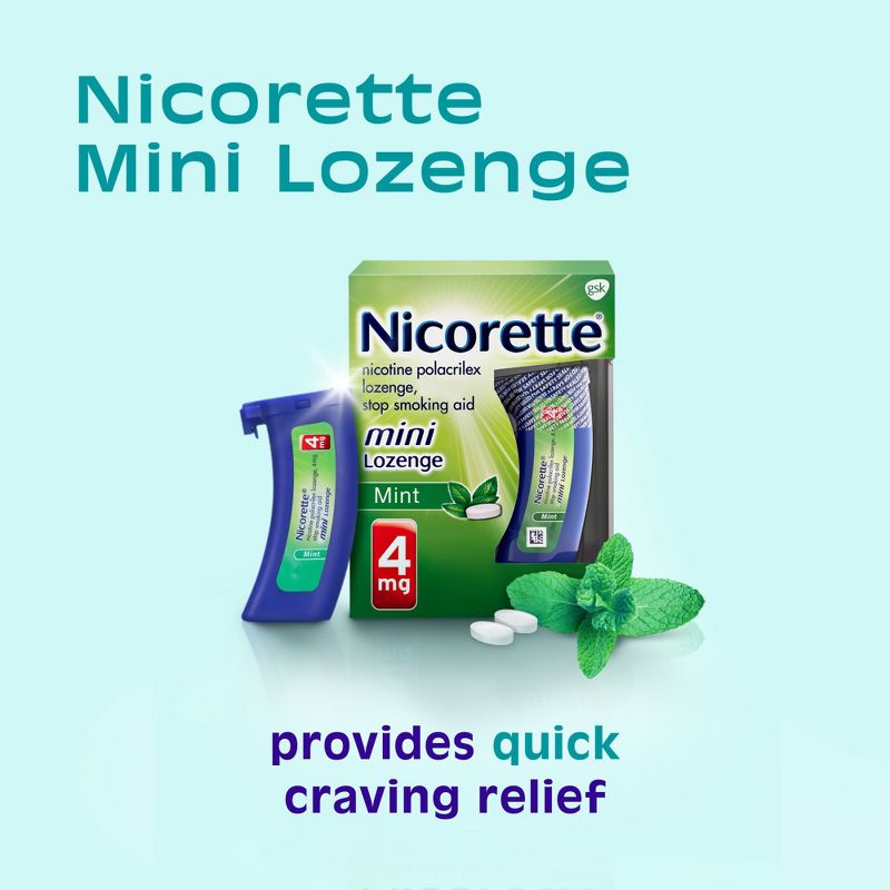 Nicorette 4mg Stop Smoking Aid Nicotine Mini Lozenge - Mint, 4 of 12
