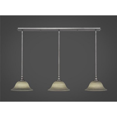 Toltec Lighting Any 3 - Light Chandelier in  Brushed Nickel with 10" Gray Linen  Shade