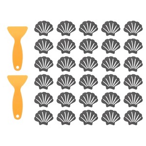 Unique Bargains PEVA Self Adhesive Shell-Shape Bathtub Stickers 30 Pcs with Scrapers 3.5" x 2.8" - 1 of 4