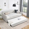 TiramisuBest Twin Size Daybed with Trundle, Upholstered Sofa Bed with Waved Shape Arms, Space-Saving Couch for Bedroom & Living, Grey - 3 of 4