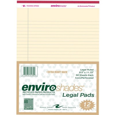 Enviroshades Legal Pads, 8-1/2 x 11 Inches, Ivory, 50 Sheets, pk of 12