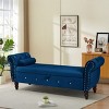 63" Velvet Entryway Bench with Storage, Rolled Arm Tufted Ottoman with Crystal Buttons for Living Room, Bedroom or End of Bed – Cuddlewood - 2 of 4