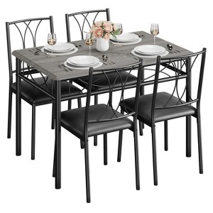 Dining Table Set for 4 with Cushion Chairs, 5 Piece Kitchen Table and Upholstered Chairs Rectangular - 1 of 4