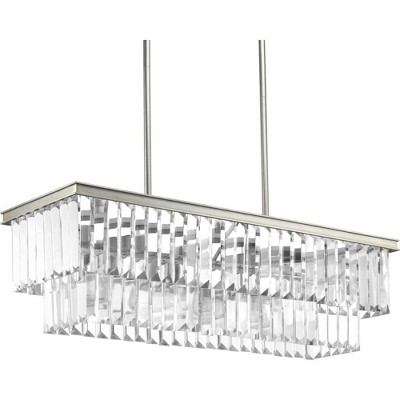Antique Bronze Crystal 4-Light Linear Chandelier