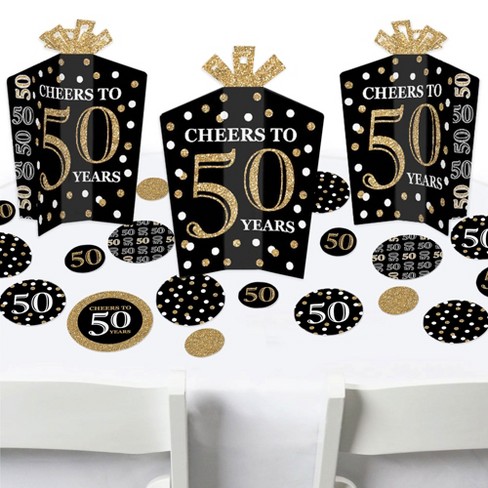 Happy 50th Birthday, Cheers to 50 Years, 50th Birthday Sign, 50th  Anniversary Sign, Gold confetti Birthday Party Decoration, Birthday décor