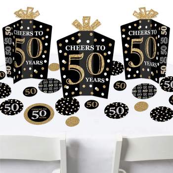Big Dot of Happiness Adult 50th Birthday - Gold - Birthday Party Decor and Confetti - Terrific Table Centerpiece Kit - Set of 30