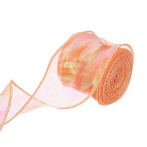 Unique Bargains Gift Wrapping Wide Sheer Wired Pastel Shimmer Iridescent Chiffon Ribbons 1 Pc - 1 of 4