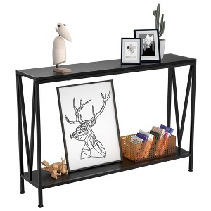 Console Table, Industrial Style Two-Tier Narrow Sofa Table with Shelf, Ideal for Entryway, Living Room, Hallway, Foyer, Corridor, or Office - 1 of 4
