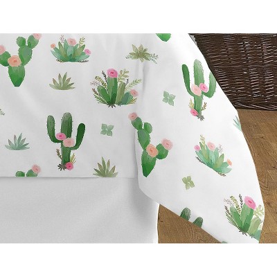 Sweet Jojo Designs Girl Full/Queen Comforter Bedding Set Cactus Floral Pink Green and White 3pc — фото 5