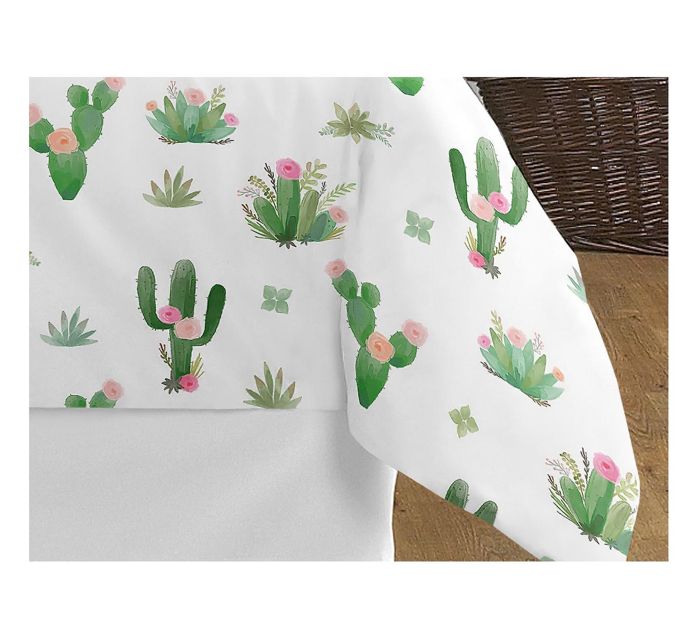 Постельное бельё Sweet Jojo Designs Full/Queen Comforter Bedding Set Cactus Floral Pink Green and White 3pc для девочек, цвет: С принтом — фото 5