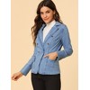 Allegra K Women's Regular Fit Casual Lapel Long Sleeve Denim Pockets Blazer - 2 of 4