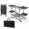 VisioGear Portable Outdoor Barbecue Table with 4 Fold-Out Side Tables, Outdoor Griddles Lower Storage Rack, Black, 53"*21.5"*34.5" - 3 of 4
