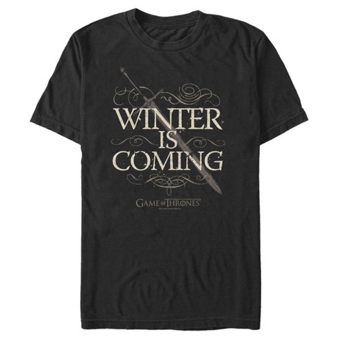 Men s Game Of Thrones Winter Is Coming Sword T shirt Black Medium Target